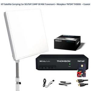 KIT Satellite Camping Car SELFSAT CAMP 58 Mât Traversant + Récepteur TNTSAT THS806  + Coaxial