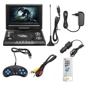 Lecteur DVD de Voiture Portable de 78 Pouces pour la Maison Lecteur DVD HD VCD CD MP3 HD EVD avec Fonction TV-FM-USB-Jeu-Prise