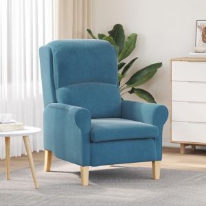 Moderne Fauteuil relaxation Bleu Bleu Tissu Bois Standard Ergonomique - Fauteuil TV/Salon FR(13699979)