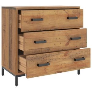 Commode - ZERODIS - HB042 - Bois de pin massif recyclé - 75x35x70 cm - Couleur blanche