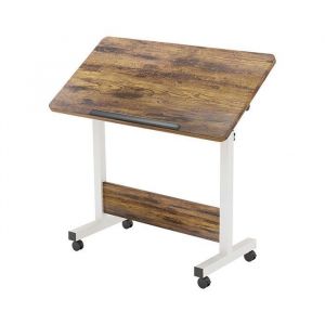 Table Pliante dappoint PortableTable de Lit Canapé avec 4 roulettes pour Ordinateur Portable Réglable en Hauteur -marron