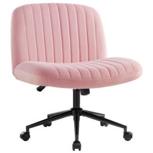 IWMH Chaise de Bureau sans Accoudoirs Chaise de Coiffeuse Pivotante avec roulettes Fauteuil réglable en hauteur - Rose