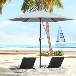 Parasol de Jardin Hexagonal Inclinable 23m X 216m Toile Polyester Haute Densité Anti-UV Gris Métal Résistant