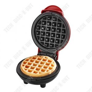 Gaufrier - TD&reg; - Mini Gaufrier Rond - 350W - Rouge - Compact et Facile &agrave; Ranger