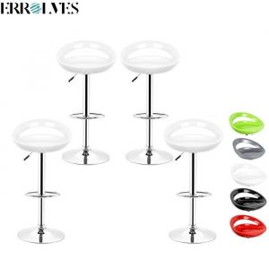 ERROLVES&reg; Ensemble de 4 Tabouret de bar avec dossier 26cm Si&egrave;ge ABS Hauteur ajustable 55-75cm Blanc