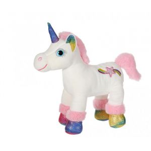 Peluche - Licorne Lica Bella Sparkle sonore blanche et rose - 30 cm