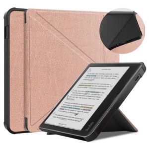 Antichoc Housse Pour KOBO Libra Colour Liseuse eBook Housse avec Support Pliant Housse Protection Coque Rose Or
