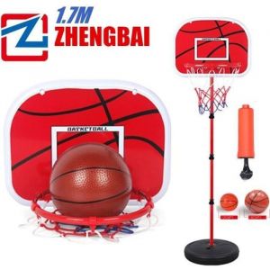 PANIER BASKET SUR PIED + BALLON JEU JOUET POUR ENFANT AJUSTABLE EN HAUTEUR TRANSPORTABLE EN VALISE - 1.7m