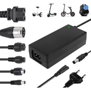 Chargeur Trotinette Electrique 42V/36V 2A Chargeur HoverboardUniversel Chargeur de Batterie avec 6 Connecteurs pour M365 E-Scooter