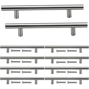 10 Pi&egrave;ces Poign&eacute;e Argent de Meuble Cuisine en Acier Inoxydable Trous de 125 mm Entraxe Poign&eacute;es de Meubles en Acier Inoxydabl[343]