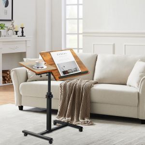 MIPAN.Table pour Ordinateur Portable - Table pour Canap&eacute; Lit - R&eacute;glable en Hauteur - Table Dappoint  Avec 4 roulettes - Jaune