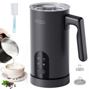 Mousseur &agrave; Lait 4 en 1 - Noir - Chaud et Froid - Chauffage 65&deg;C - Silencieux 30dB