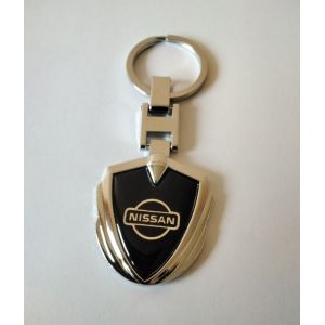 Porte-clés avec logo Nissan - Chrome et noir