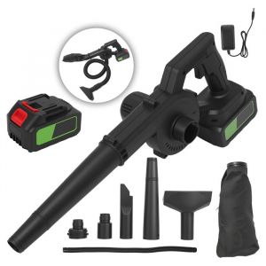 Souffleur et aspiration &eacute;lectrique 2 en 1 balayeuse de poussi&egrave;re bross&eacute;e maison jardin poils danimaux+ batterie 21V
