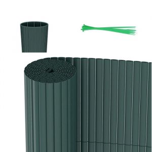Ikodm Canisse en PVC Cl&ocirc;ture de jardin pour le jardin Stores Balcon avec Serre-C&acirc;bles Vert 100 x 400cm BRANDE