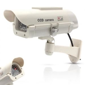 FISHTEC - Caméra de Surveillance CCTV Factice - Réaliste avec LED Rouge Clignotante Panneau Solaire 75×4 cm...