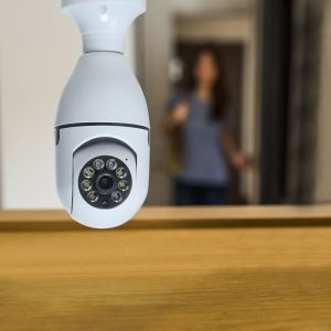 Caméra De Surveillance Wifi Caméra Ampoule E27 Système De Caméra De Sécurité 1080P Caméras De Surveillance À Domicile Blanc