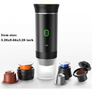 Machine &agrave; Caf&eacute; Portable - Cafeti&egrave;re &agrave; Expresso - 12V - Chauffage &Eacute;lectrique - 19 bar - Noir