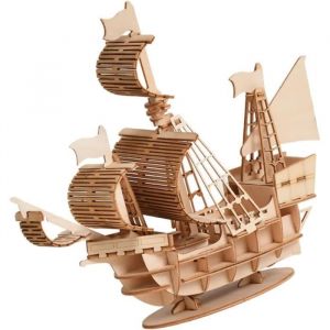 1 Jeu Puzzles en Bois pour Enfants Jouet de Puzzles 3D pour Enfants Casse-tête mécanique Maquette de voilier en Bois