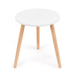 LIFEZEAL Table dAppoint Ronde Petite Table Basse avec 3 Pieds en Bois de Pin Bout de Canap&eacute; Style Scandinave pour SalonChambre