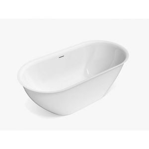 Baignoire &icirc;lot - 160 x 80 x 58 cm - Acrylique - Blanche - 197 L - SORTINO