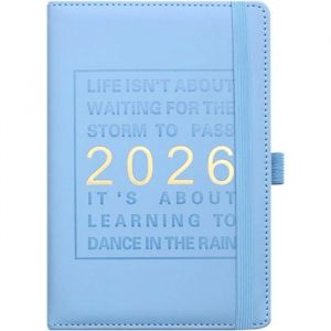 &reg;TONLRGY Agenda journalier calendrier 2026 couverture &eacute;lastique en PU onglets de 12 mois adapt&eacute; aux &eacute;tudes et au bureaubleu