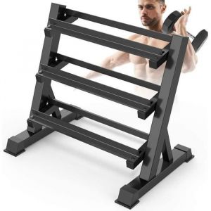 Support pour Haltères - Musculation Charge Max. 300kg 90x50x93cm en Acier Noir - Rack de Rangement Repose Barre