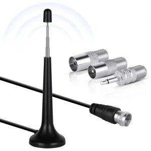 Antenne Radio FM Dab 75Ohm Antenne FM T&eacute;lescopique Int&eacute;rieur avec 3 adaptateurs avec C&acirc;ble Couleur:3 articu ANTENNE (HORS PARABOLE)