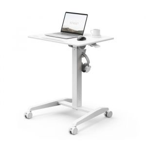 Bureau Mobile à Roulettes SENSE7 Hauteur Réglable et Plateau Inclinable - Table dAppoint PC Portable Lit/Canapé - Blanc
