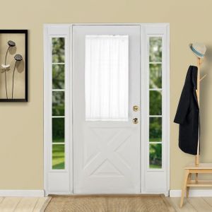 Rideau de Porte Voilage Blanc Large 132x102cm Avec Passe Tringle DoublePrivacy MaxiLivr&eacute; avec 2 Tiges &agrave; RessortLavable
