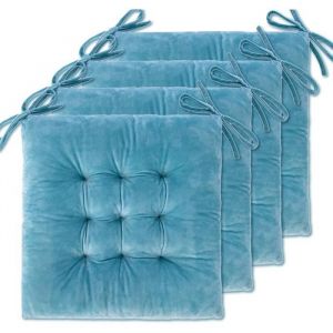 Lot de 4 Coussins de Chaise 40 x 40 x 4.5 cm Coussin Chaise Exterieur Coussin de Jardin Idéal Galette Chaise PolyesterBleu clair