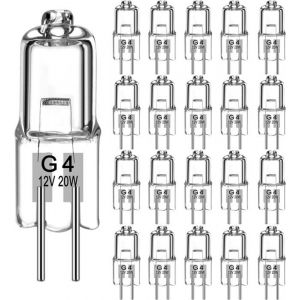 Ampoule Halog&egrave;ne G4 (20 Pi&egrave;ces) Ampoule G4 12v 20w Ampoules Halog&egrave;nes Dimmable Blanc Chaud 280lm2800k 2 Broches Ampoule Halogene