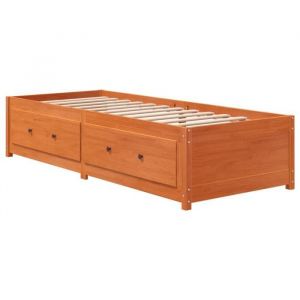 Lit banquette 2 places - Canapé/Lit de jour - multifonctionnel - cire marron 75x190 cm pin massif CAL7967147