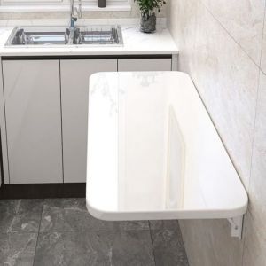 Table murale rabattable OHMG - Blanc - Bureau pliant peu encombrant - 80x50cm