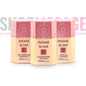 Kit de lissage brésilien - INOAR - G HAIR - 3 x 250 ml - Cheveux abîmés - Soin facile