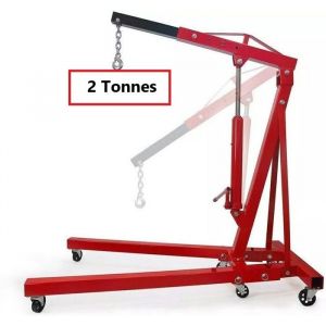Grue datelier 2 Tonnes Grue dAtelier Mobile et Pliante Ch&egrave;vre de Levage Pliable 6 Roulettes Rouge