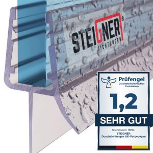 STEIGNER 50cm Joint d'étanchéité droit en PVC pour Paroi en Verre de Douche ou Baignoire, Vitre 6/7/8mm, Anti-Fuites d'Eau, UK03