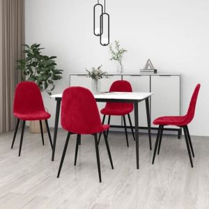 (50835)HOT* 4 pcsChaises de Cuisine Relax - Chaises de salle à manger Rouge bordeaux Velours