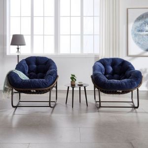 Fauteuil &agrave; bascule en rotin synth&eacute;tique avec cadre en acier FloraGrace