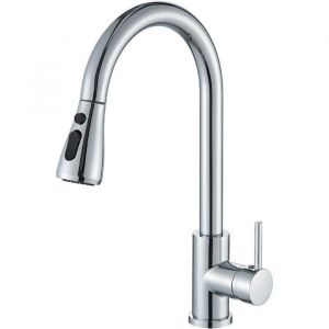Robinet Cuisine Douchette Mitigeur Cuisine Pivotant à 360° dÉvier à Arc Élevé Pulvérisateur Escamotable 2 Modes Acier Inoxydable