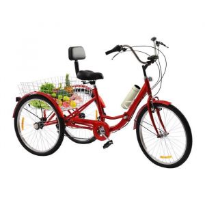 Vélo pliant de 24 pouces, tricycle pour adulte tricycle avec panier - 3 roues avec porte-gobelet et phare