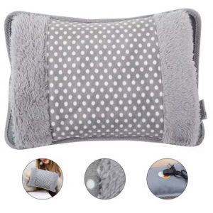 Bouillotte &eacute;lectrique rechargeable - Coussin chauffant - Bouillotte &eacute;lectrique - Bouillotte - Avec housse - Adultes - B&eacute;b&eacute; - Gris