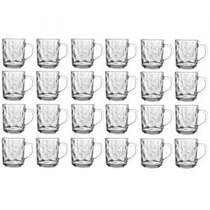 Lot de 24 tasses en verre martel&eacute; - Transparents Contenance 246 cl  Enti&egrave;rement en verre