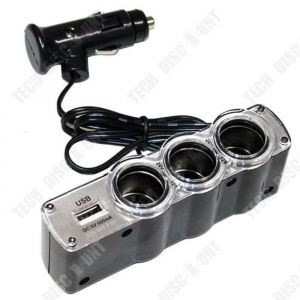 Multiprise allume-cigare - TD® - Double prise - 3 prises + USB - Rechargement universel - Voiture