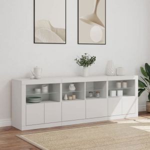 Buffet bahut - grand espace - avec lumières LED blanc 202x37x67 cm(13366) ZLH
