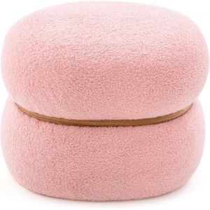 RELAX4LIFE Tabouret en Velours Ovale Repose-Pieds Pouf avec Pieds Antidérapants Tabouret Rose pour Coiffeuse Charge 150 kg