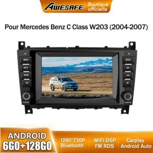 AWESAFE 4G Autoradio Android 13 pour Mercedes-Benz CLC W203 (2008-2010) CLK W209 (2005-2011) 6Go+128Go 8 Écran Android Auto