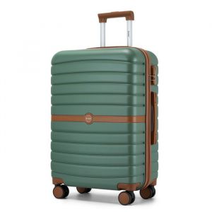 Kono Valise Rigide Moyenne Taille 66.5x45.5x25.5cm Valise de Voyage ABS+PC avec 4 roulettes et Serrure Trolley de Voyage 62L Vert