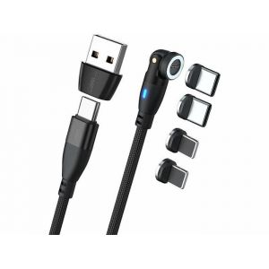 Câble magnétique USB-C / USB-A vers USB-C / Lightning avec 4 connecteurs