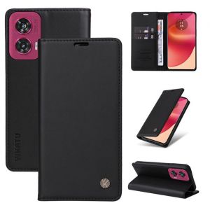 Coque pour Motorola Edge 50 Fusion 5G 6.7[Housse Cuir PU Premium][Etui Rabat][Pochette Portefeuille]Noir Simplicité élégante U89